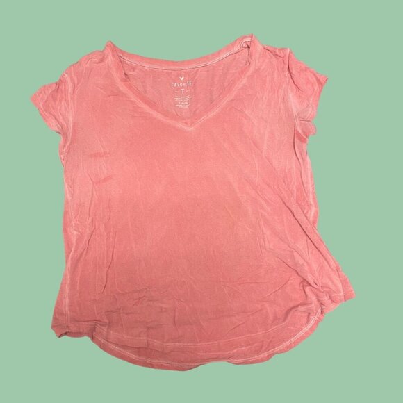 🍓American Eagle 'Favorite T' Rose Pink V-Neck Tee (Size S)🍓 - Picture 2 of 5